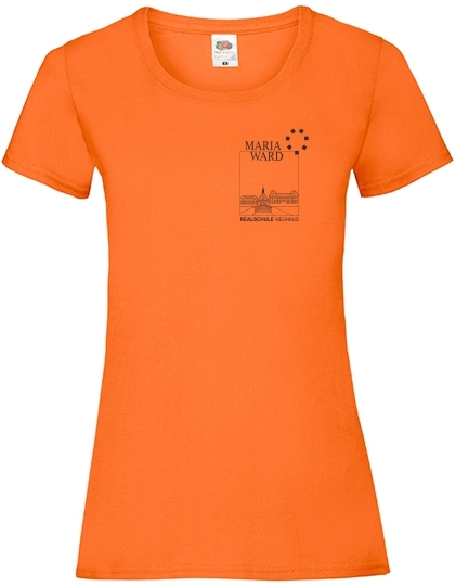 T-Shirt Lady-Fit mit Schul-Logo vorne links (Rundhals, Slim-enger geschnitten)